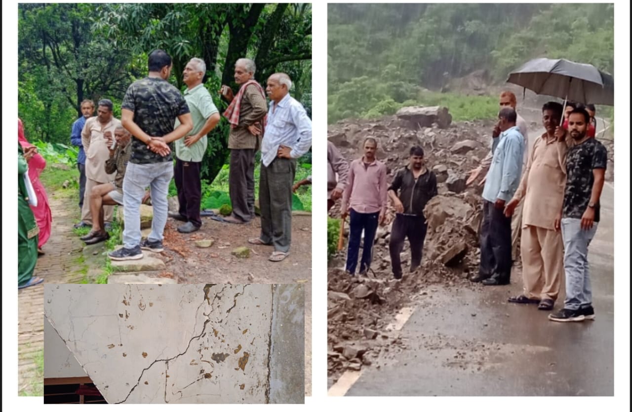 कोटबेजा पंचायत के बनोई गांव में भी खिसकने लगी जमीन, गुनाई-बरोटीवाला सड़क व मकानों में भी पड़ी दरारें