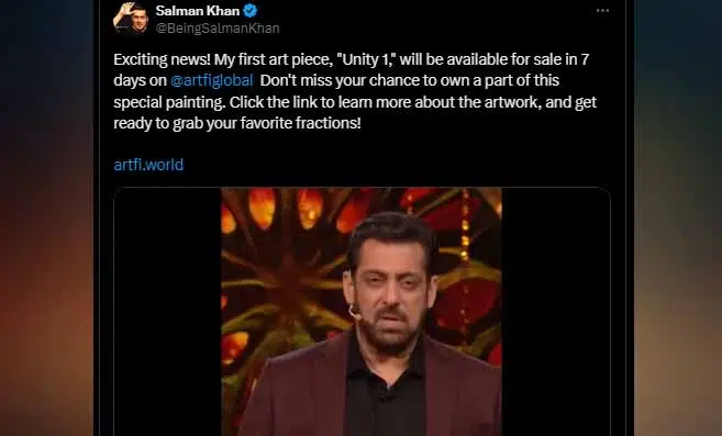 Salman Khan first painting Unity 1: सलमान खान की पहली पेंटिंग "यूनिटी 1" आर्टफी पर की जाएगी सेल, लॉन्च डेट की हुई घोषित!