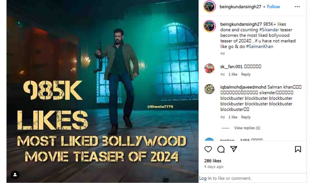 Sikandar Teaser Review: 'सिकंदर' का टीज़र बना 2024 का सबसे ज़्यादा पसंद किया जाने वाला बॉलीवुड मूवी टीज़र! जानिए आंकड़े!